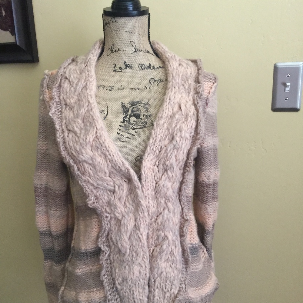 Free People Chunky Striped Apricot  Cardigan